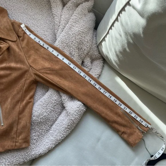Lulu's Camel Faux Suede 'Suede With Love' Moto Jacket size XL - Picture 14 of 16